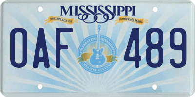 MS license plate OAF489