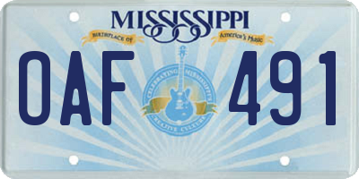 MS license plate OAF491