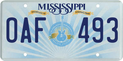 MS license plate OAF493