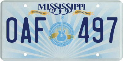 MS license plate OAF497