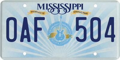 MS license plate OAF504