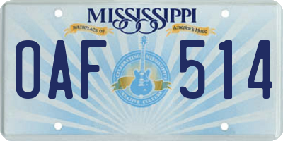 MS license plate OAF514