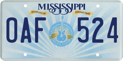 MS license plate OAF524