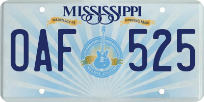 MS license plate OAF525