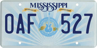 MS license plate OAF527