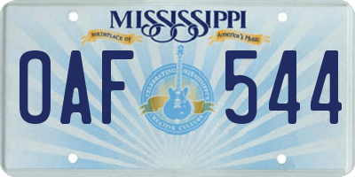 MS license plate OAF544