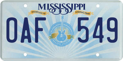 MS license plate OAF549