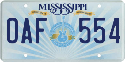 MS license plate OAF554
