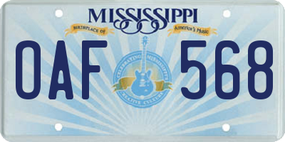 MS license plate OAF568