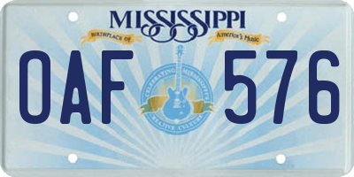MS license plate OAF576