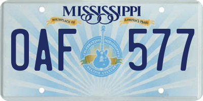 MS license plate OAF577