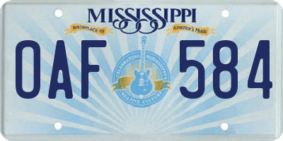 MS license plate OAF584
