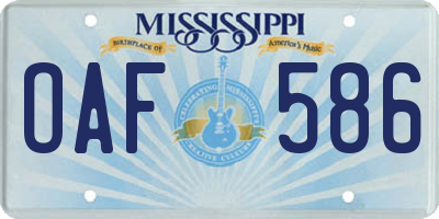 MS license plate OAF586