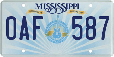 MS license plate OAF587