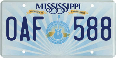 MS license plate OAF588