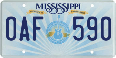 MS license plate OAF590