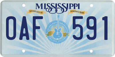 MS license plate OAF591