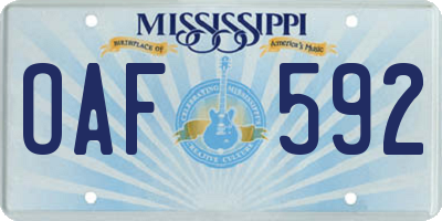 MS license plate OAF592