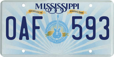 MS license plate OAF593