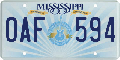 MS license plate OAF594