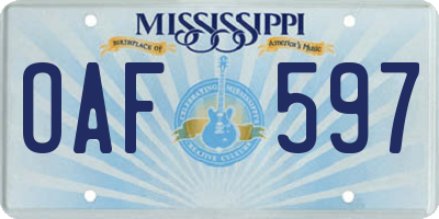 MS license plate OAF597