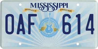 MS license plate OAF614