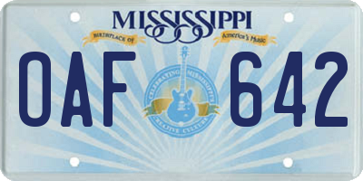MS license plate OAF642