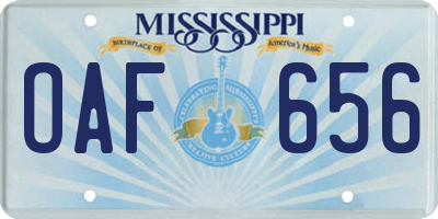 MS license plate OAF656