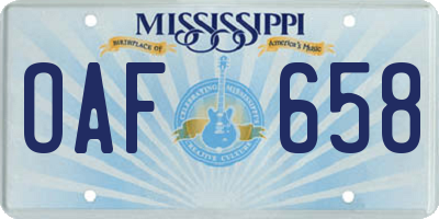 MS license plate OAF658