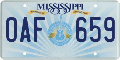 MS license plate OAF659
