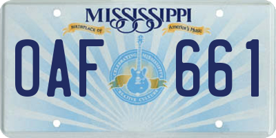 MS license plate OAF661