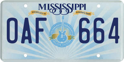 MS license plate OAF664