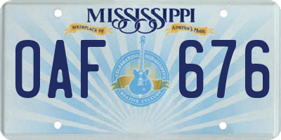 MS license plate OAF676