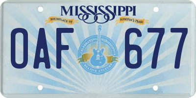 MS license plate OAF677