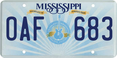 MS license plate OAF683