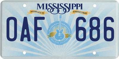MS license plate OAF686