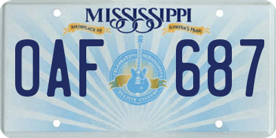 MS license plate OAF687