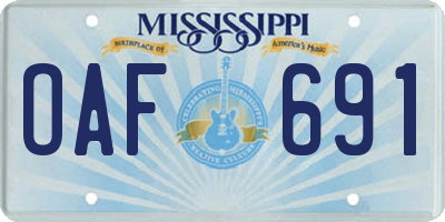MS license plate OAF691