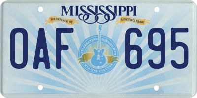 MS license plate OAF695