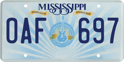 MS license plate OAF697