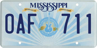 MS license plate OAF711
