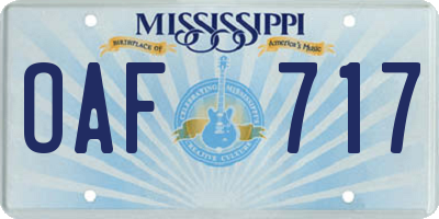 MS license plate OAF717