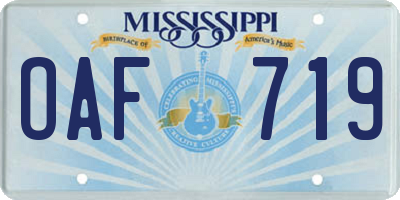 MS license plate OAF719