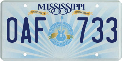 MS license plate OAF733