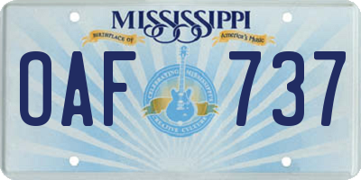 MS license plate OAF737