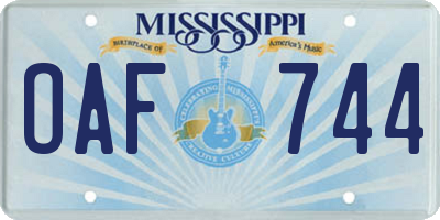 MS license plate OAF744