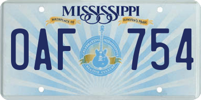 MS license plate OAF754