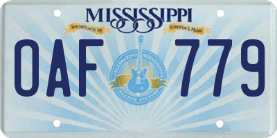 MS license plate OAF779