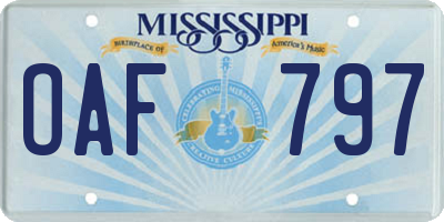 MS license plate OAF797
