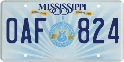 MS license plate OAF824